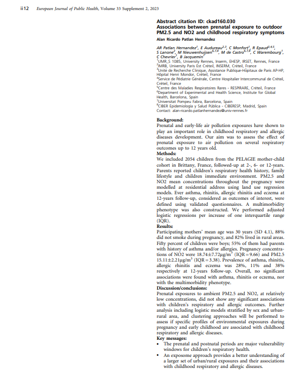 Associations between prenatal exposure to outdoor PM2.5 and NO2 and childhood respiratory symptoms